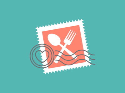 A Love Letter To Food // Icon brand food fork icon identity letter logo love letter post post mark spoon stamp