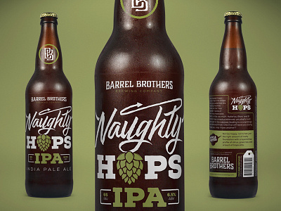 Barrel Brothers // Naughty Hops IPA barrel brothers beer bottle bottle brewery brewing craft beer ipa label packaging