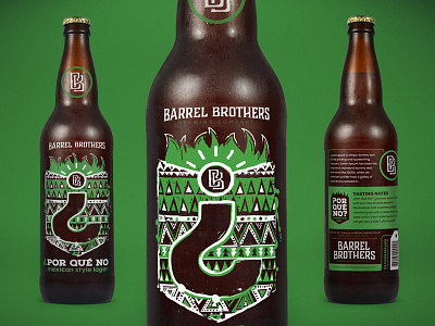 Barrel Brothers // ¿Por Qué No? Mexican Style Lager barrel brothers beer beer bottle bottle brewery craft beer packaging screenprint