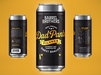 Barrel Brothers // Dad Pants Pilsner beer branding beer can branding brewery brother can craft beer label packaging tallboy vintage