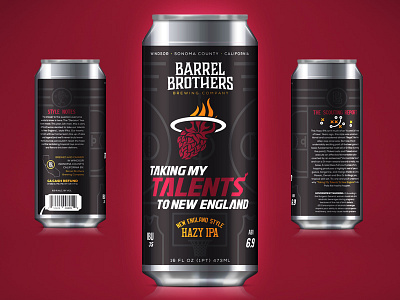 Barrel Brothers // Taking My Talents to New England Hazy IPA basketball beer beer branding beer can branding brewery can craft beer hazy ipa label packaging