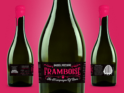 Barrel Brothers // Framboise - Blonde Sour with Raspberries barrel beer bottle beer branding bottle brewery craft beer farm to table label packaging raspberry sour beer wax dipped