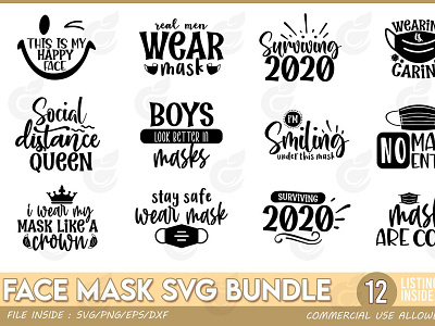 Download Face Mask Svg Bundle By Craftingstudio On Dribbble