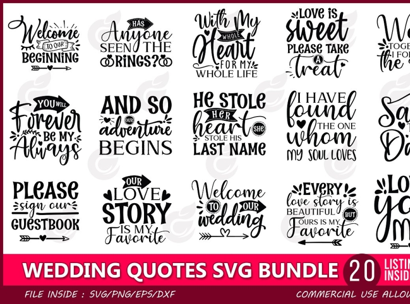 Download Wedding Quotes Svg Bundle By Craftingstudio On Dribbble