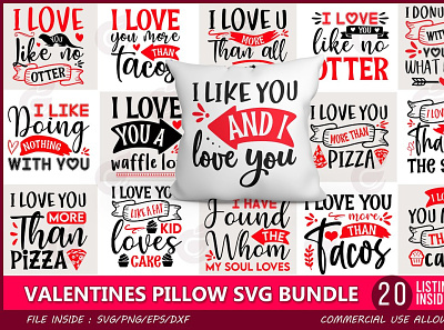 valentines pillow svg bundle