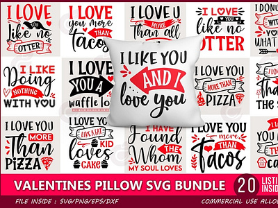 valentines pillow svg bundle