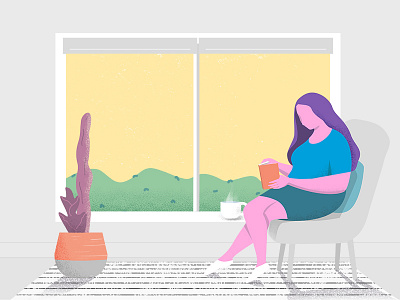 reading colorful illustration illustrator photoshop plant relaxing room window