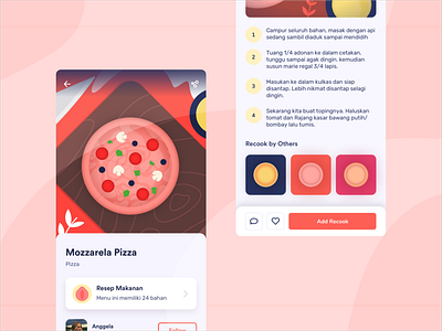 Food Recipe app design detail page food gradation illustration mushroom navigation pizza pizza app recipe recipe app ui vector