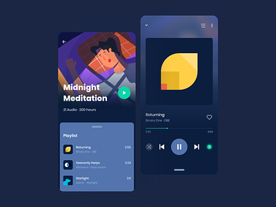 Playlist Interface app gradient illustration meditation meditation app music music app music player playlist playlists spotify ui vector