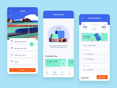 Train Service Booking 3d 3d illustration booking booking app illustration landscape illustration ticket ticket app train train booking travel travel app ui vacation yazidhue