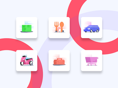Services Icon app car design food icon illustration phone shop ui