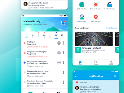 Student Portal - What they really need app calendar green app icon app illustration iphone multi color notification phone ui ux vector