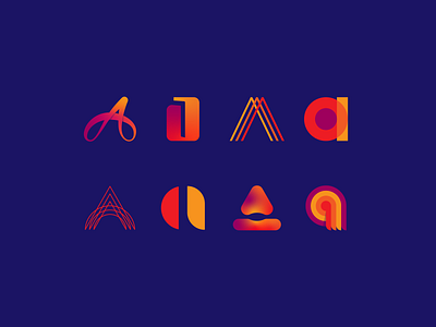 Alphabet Exploration | Letter A a alphabet alphabet challenge bright design freeform gradient gradient icon iconography letter a lettering sunset