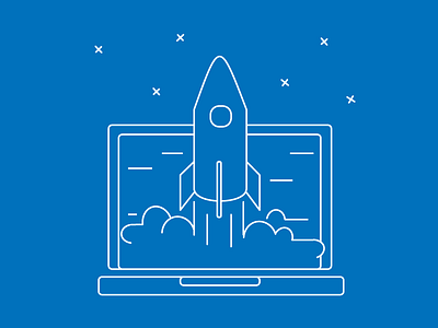 Launch Illustration laptop launch line art minimalist rocket