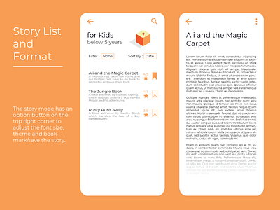 Story Studio's Story List and Format UX/UI list story text