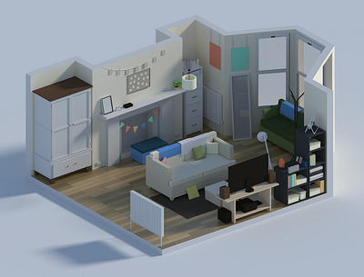 Living Room 3d blender blender3d design house render