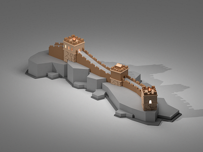 Great Wall of China 3d blender blenderlowpoly calm china creative design digital fire great isometric low off poly render soft wall