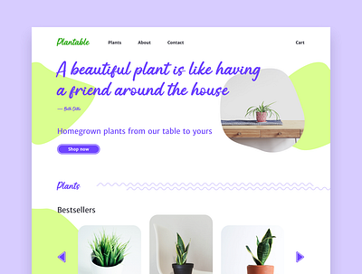 Plantable abstract branding bright colors design friendly plants single page store web design website