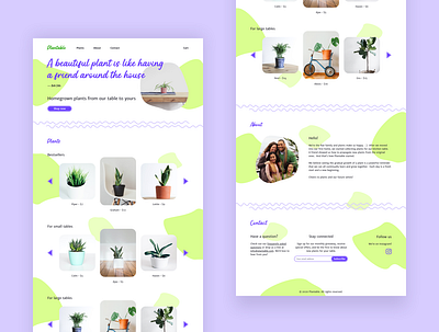 Dribbble rebound abstract branding bright colors design friendly green grow homepage iteration plants purple web design website