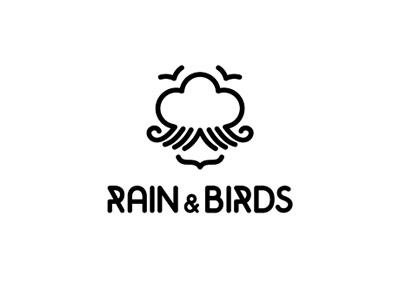 Rain & Birds bird cloud face line logo mustache rain