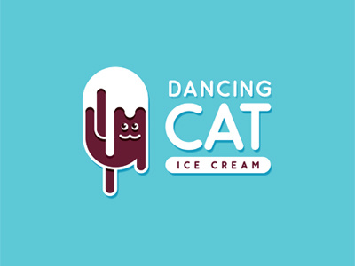 Dancing Cat cat dance fun icecream logo