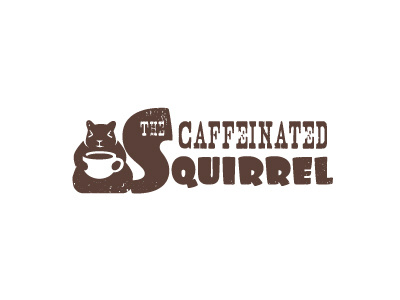 The Caffeinated Squirrel animal caffe cartoon cheerful coffee country funny logo rural squirrel