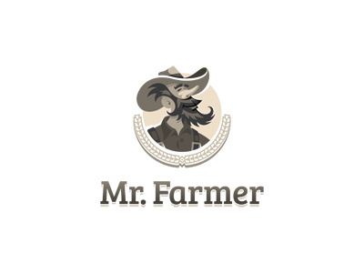 Mr. Fermer agricultural cartoon cowboy farmer joyful