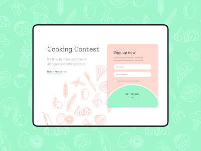 Landing Page Cooking Context contest cook cooking illustration landingpage screen sign up