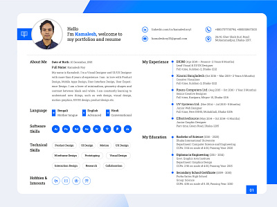 Simple and Minimal Resume Design branding cvdesign landing page minimal profile resume simple uiux
