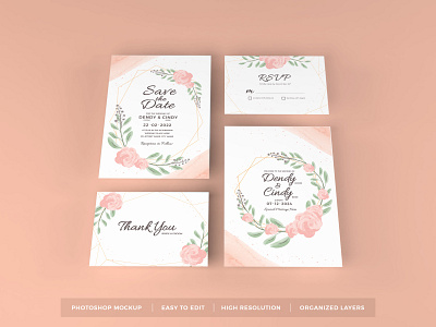 Wedding Invitation Mockup Vol 1 beautiful card decoration elegant feminine floral flower greeting invitation leaves letter mock up mockup paper rsvp scene stationery template text wedding