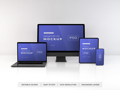 Responsive Devices Mockup Vol 4 communication computer desktop device electronic gadget imac ipad iphone laptop macbook mobile mockup pc phone screen smartphone tablet technology template