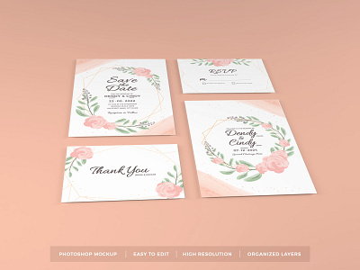 Wedding Invitation Mockup Vol 4 beautiful card decoration elegant feminine floral flower greeting invitation leaves letter mock up mockup paper rsvp scene stationery template text wedding