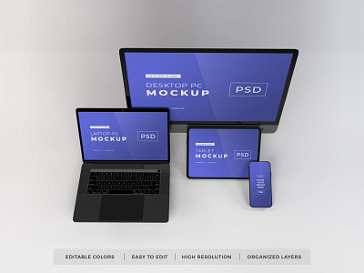 Download Responsive Devices Mockup Vol 9 computer desktop device electronic gadget imac ipad iphone laptop macbook mobile mockup pc phone realistic screen smartphone tablet technology template