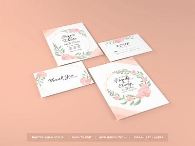 Download Wedding Invitation Mockup Vol 13 design illustration mockup paper photoshop premium template wedding