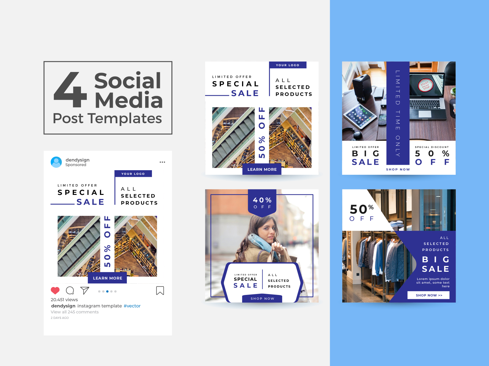 Social Media Post Design Templates Vol 14 by Dendy Herlambang on Dribbble