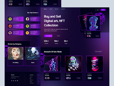 NFT Landing Page Website agency banking bitcoin branding coin crypto crypto art cryptocurrency currency ethereum graphic design landingpage nft art nft landingpage nft website token ui wallet web website