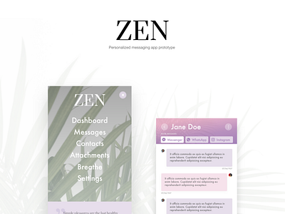 ZEN messaging app app branding design message app social app typography ui