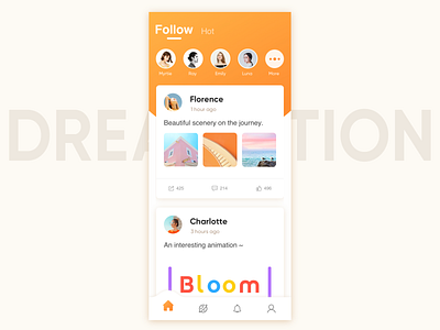 Social apps card design interface koi like social thumb up ui