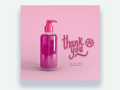 Hello players! all pink everything debut dribbble first shot handwritten invite layout missporcelain mockup zone pink thank you