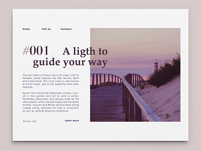 #001 Lighthouse aveiro beach digital layout editorial indesign lighthouse magazine purple typography unsplash photo