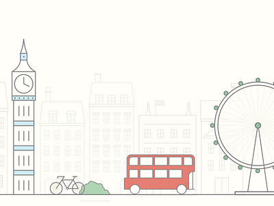Linear london bicycle big ben bike city double decker bus ferris wheel line drawing london london eye vector