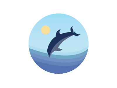 Dolphin in the sun dive dolphin illustration ocean porpoise sea sun vector water