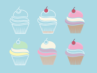 Cupcakes illustration process work vector