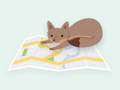 Fox reading a map fox illustration map vector