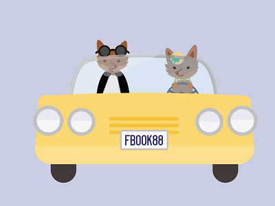 Carpool Foxes car driving fox illustration vector