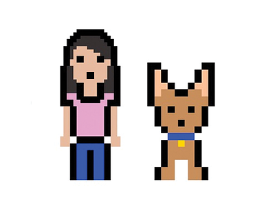Pixel art girl and dog dog pixel art
