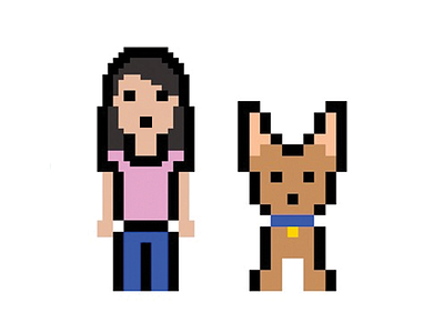 Pixel art girl and dog