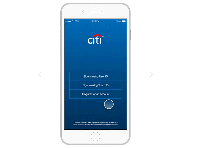 Citibank Mobile app Login Page bank citibank login ui ux