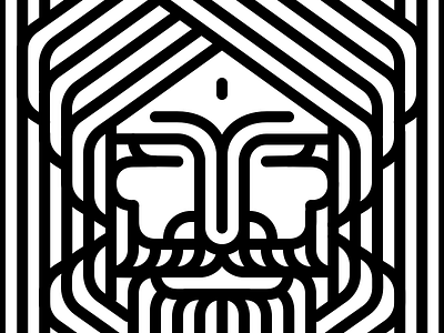 Man in turban black blackwhite geometic graphic head illusion illustration line linear lineart lines linestyle monochrome stripes white