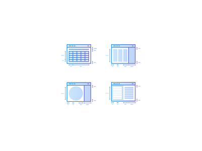 Empty states illustrations app application branishtova dashboard gradient grid guide icon layout measure olga branishtova outline pictogram screen size software specification specs user interface work